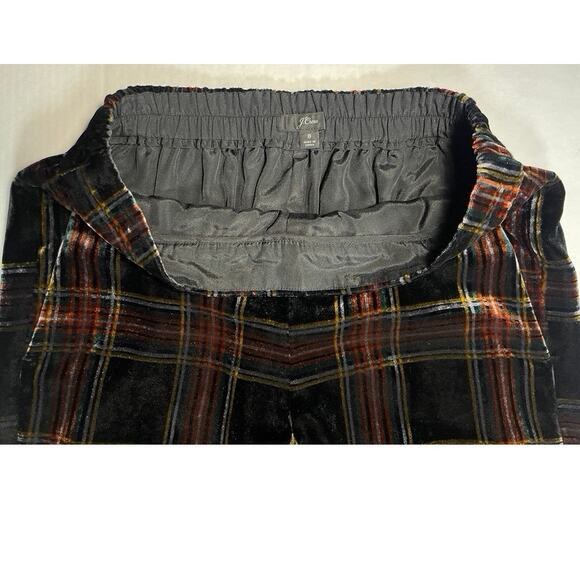 J Crew Sz 8 Stewart Velvet Plaid Pull On Pant Black Holiday Party Festive Preppy - Picture 7 of 15